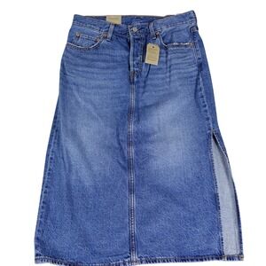 Levis Ankle Column Denim Skirt Women 29 Medium Wash Blue Button Fly 29 NWT